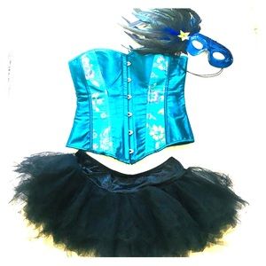 Mardi Gras Costume Tutu/Corset/Mask Halloween M